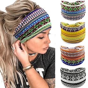 Ethnic Style Floral Headband Bohemian Headband Sports Headband Sweat Absorbing Headband Women's Anti Sweat Wide Headscarf