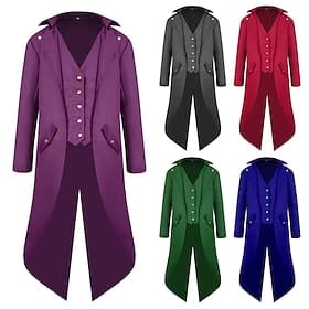 Men's Winter Jacket Trench Coat Cloak / Capes Party Halloween Fall Winter Nylon Waterproof Outerwear Clothing Apparel Fashion Cosplay Vintage Style