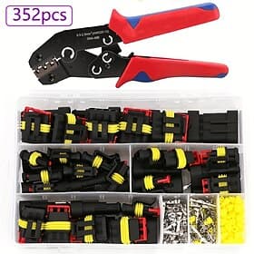 StarFire 352pcs HID Waterproof Connectors 1/2/3/4Pin 26sets Car Electrical Electric Wire Connector Plug Truck Harness Way Car Sealed Waterproof Electrical Wire