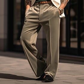 Men's Dress Pants Trousers Casual Pants Velvet Pants Front Pocket Straight Leg Grid / Plaid Comfort Business Daily Holiday Fashion Chic  Modern Wine Army Green