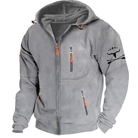 Men's Graphic Prints Cowboy Hoodies Long Sleeve Sweatshirts  Hooded Fashion Daily Vacation Going out Spring   Fall Light Grey Dark Blue Gray Clothing Apparel D