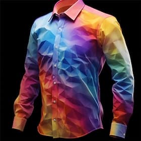 Men's Rainbow Colorful Gradual Shirt Button Up Shirt Long Sleeve Casual Outdoor Street Casual Daily Fall Winter Turndown Buttons Print Purple Orange