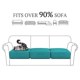 Stretch Sofa seat Cushion Cover Slipcover Elastic Couch Armchair Loveseat 4 or 3 Seater Grey Plain Solid Soft Durable Washable thumbnail 2