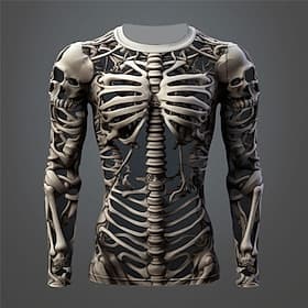 Skull Men's Graphic Skull Skeleton T Shirt Long Sleeve T shirt 3D Print Crew Neck Shirt Fashion Designer Sports Outdoor Holiday Going out  Spring  Fall Clothin