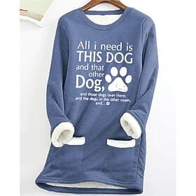 Women's Sweatshirt Pullover Fleece Lined Warm Pajamas Sherpa Letter Casual Sports Pocket Print Warm Fuzzy Round Neck Long Sleeve Top Micro-elastic Fall  Winter