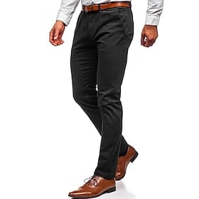 Men's Trousers Chinos Chino Pants Pocket Plain Comfort Soft Daily Outdoor Going out Fashion Casual Black White
