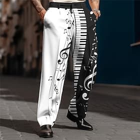 Remarques Touches Pano Entreprise Décontractées Homme Impression 3D Pantalon Extérieur Plein Air Travail Polyester Vin Noir bleu marine S M L Taille haute Élas