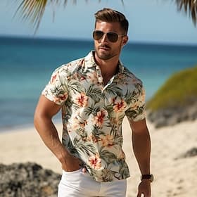 Derby du Kentucky Homme Fleuri Polos Hawaïens Chemise de golf Manche Courte Polos Chemises à Col Occasionnel Tenue de plage Vêtements de vacances Vêtements tro