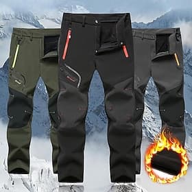 pantalon doublé polaire homme pantalon noir imperméable pantalon softshell hiver extérieur coupe vent thermique chaud 4 poches zippées taille élastique bas lég