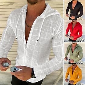 Men's Shirt Summer Shirt Beach Wear Casual Shirt Black White Yellow Red Green Long Sleeve Floral Hooded Vacation Casual Drawstring Clothing Apparel Fashion Cas