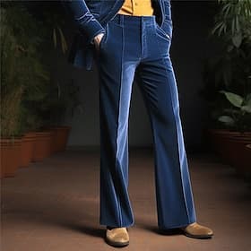 Men's Dress Pants Flared Pants Bell Bottom Trousers Suit Pants Pocket Plain Comfort Business Daily Holiday Fashion Chic  Modern Blue Green