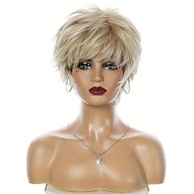 Synthetische pruiken Recht Pixie-kapsel Pruik Kort Blond Synthetisch haar Dames Modieus ontwerp Zacht Naturel Blond