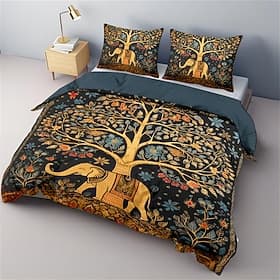Medieval The Tree of Life Pattern Duvet Cover Set Set Soft 3-Piece Luxury Cotton Bedding Set Home Decor Gift King Queen Duvet Cover