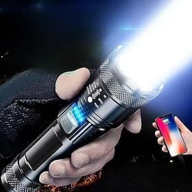 Rechargeable Flashlight High Lumens Powerful Led Flashlight, White Laser Wick LED Super Bright Flashlight USB Powerful Handheld Flashlights, Rechargeable Flash