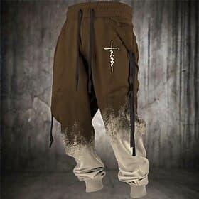 Vertrauen Vintage Herren 3D-Druck Jogginghose Trainingshose Jogginghose Jogger Hosen Hose Outdoor Strasse Casual Polyester Schwarz Blau Braun S M L Mittlere Ta