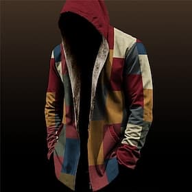 Homme Bloc de Couleur À carreaux Manteau d'Hiver Veste en Polaire Manteau Chaleur Thermique ancien Tenue quotidienne Sortir Avec Poches Imprimé Automne Hiver