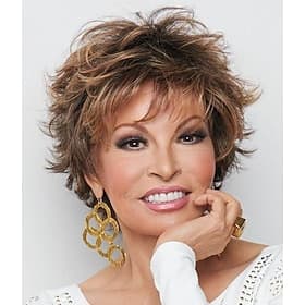 Dark Brown Mixed Blonde Wig Brown with Highlights Pixie Cut Wigs for White Women with Bangs Short Wavy Synthetic Wig Natural Real Hair ChristmasPartyWigs