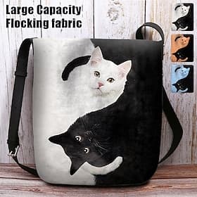 Yin Yang Cat Design Crossbody Bag - Artistic Black and White Cat Print Shoulder Bag for Women, Perfect for Casual and Everyday Use