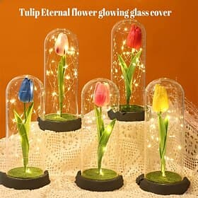 Tulip Flower Gifts for Women,Mothers Day Flowers Gifts for Mom Wife from Daughter Son Husband,Birthday Gifts for Women Best Friend Her Girlfriend,Glass Tulip G