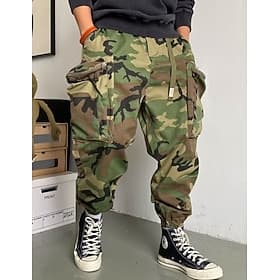 Men's Cargo Pants Cargo Trousers Camo Pants Pocket Camouflage Comfort Breathable Outdoor Daily Going out Fashion Casual Army Green