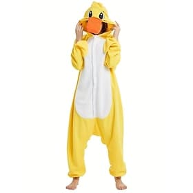 Kigurumi Pajamas Fancy Costume Nightwear Animal Duck Cartoon Warm Pajamas Funny Costume Adults' Unisex Men and Women Halloween Carnival Party Performance Homew