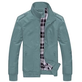 Men's Lightweight Jacket Summer Jacket Windbreaker Transition Jacket Going out Casual Daily Zipper Pocket Spring   Fall Solid Color Fashion Casual Standing Col