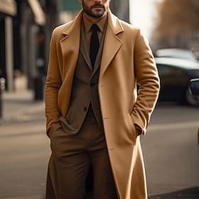 Men's Winter Coat Peacoat Trench Coat Long Trench Coat Outdoor Daily Wear Fall  Winter Polyester Thermal Warm Windproof Outerwear Clothing Apparel Fashion Stre