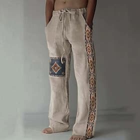 Homme Formes Géométriques Impressions Graphiques Pantalons Pantalon décontracté Pantalon d'été Taille Moyenne ancien Style Ethnique Rétro Vintage Occasionnel Q
