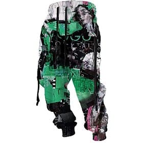 Graffiti Abstract Men's 3D Print Sweatpants Joggers Pants Trousers Outdoor Street Casual Daily Polyester Red Blue Purple S M L Mid Waist Elasticity Pants