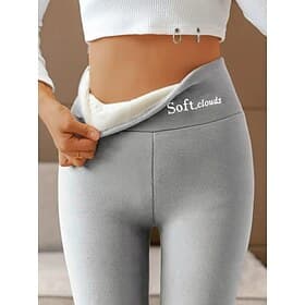 Women's Normal Fleece Lined Leggings Fleece Pants Tights Leggings Casual Lounge Ankle-Length High Waist Solid Color Butt Lift Comfort Tummy Control Stretchy Da