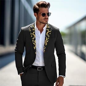 Men's Floral Long Sleeve Turndown Vintage Business Work Wear to work Going out Buttons Print Multi Pocket