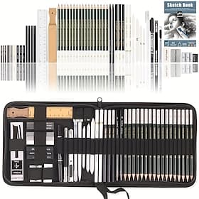 KALOUR 54-Pack Sketch Drawing Pencils Kit With SketchbookInclude GraphiteCharcoal Pencils And Artists ToolsPro Art Drawing Supplies For Adults Students Beginne