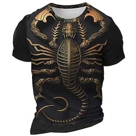 Men's Graphic Scorpion T Shirt Short Sleeve T shirt 3D Print Crew Neck Shirt Daily Designer Retro Vintage Sports Outdoor Holiday Going out Purple Brown Gray Sp