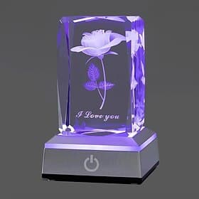 1pc 3D Rose Crystal Ball with LED Color Lamp, Romantic I Love You Roses Night Light, Thanksgiving Christmas Day, Mother's Day, Birthday Gifts for Girlfriend, W