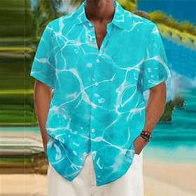 Men's Waves Crack Shirt Summer Hawaiian Shirt Aloha Shirt Short Sleeve Shirt Turndown Artistic Abstract Outdoor Street Casual Daily Black White Yellow S M L