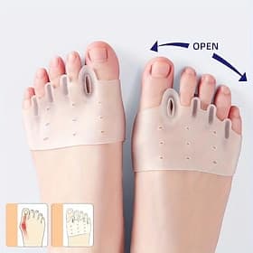 1 paire de correcteurs d'hallux valgus, séparateurs d'orteils, dispositif d'espacement d'orteils fendus, coussinet à cinq orteils pour l'avant-pied, chaussures