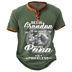 Men's Grandpa Graphic Tee Being Grandpa is an Honor Being Papa is Priceless Short Sleeve