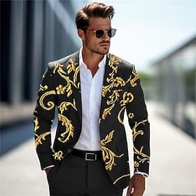 Men's Floral Long Sleeve Turndown Business Work Wear to work Going out Buttons Print Multi Pocket