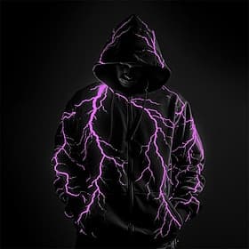 Men's Graphic Prints Lightening Hoodie Hoodies Sweatshirt Sports Classic Casual Long Sleeve Hooded Streetwear Vacation Holiday Blue White Purple Green Pocket P