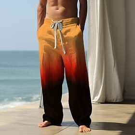 Gradient Abstract Men's 3D Print Pants Trousers Outdoor Street Going out Polyester Lake blue Black Red S M L Mid Waist Elasticity Pants