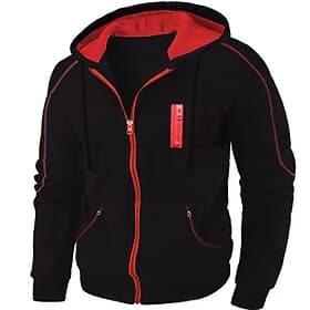 Men's Full Zip Hoodie Jacket Tactical Black Red Navy Blue Dark Gray Hooded Plain Pocket Daily Streetwear Sports  Outdoor Hot Stamping Polyester Designer Basic
