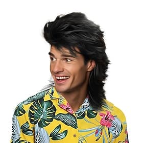 Mullet-Perücken für Männer 70er und 80er Kostüme Party-Synthetik-Perücken realistische Halloween-Perücken