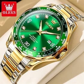 OLEVS Men Quartz Watch Minimalist Fashion Casual Wristwatch Luminous Calendar Waterproof Steel Watch