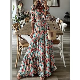 Women's Long Dress Maxi Dress Paisley Dress Casual Dress Boho Chic Dresses Boho Dress Bohemia Ethnic A Line Vacation Street Holiday Loose Fit Paisley Long Slee
