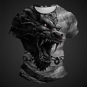 Men's Graphic Animal Dragon T Shirt Short Sleeve T shirt 3D Print Crew Neck Shirt Daily Designer Casual Sports Outdoor Holiday Going out Red Orange Gray Spring