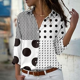 Camisa de mujer de lino ligera y transpirable tipo camisón con cuello de manga larga print de moda tops regulares casual blanca primavera y otoño