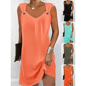 Women's Mini Dress Black Dress Casual Dress Cocktail Dress Formal Dresses Vacation Fashion Basic Daily Date Going out Loose Fit Sleeveless Strap Black White Pi