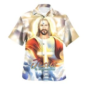 Men's Cross Jesus Button Up Shirt Short Sleeve Vacation Artistic Festival / Holiday Vacation Easter Summer All Seasons Cuban Collar Button Up 3D Print Yellow B