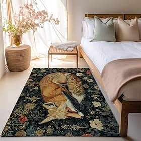 Inspired William Morris Fox Area Rug Kitchen Mat Non-Slip Oil Proof Floor Mat Livingroom Rug Indoor Outdoor Mat Bedroom Decor Bathroom Mat Entrance Rug Door Ma