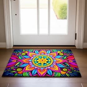 Mandala-Malerei, Bohemian-Fußmatte, rutschfest, ölbeständig, für drinnen und draußen, Schlafzimmerdeko, Badezimmermatte, Eingangsteppich